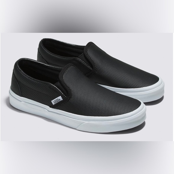 Vans - Black Perf Leather Slip On Sneakers - Size 8 Women’s - Picture 4 of 11